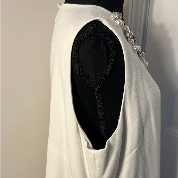 White House Black Market White Dress with Embellished Neckline - Picture 5 of 9